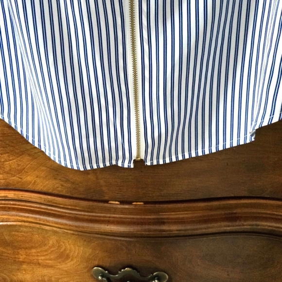 Michael Kors stripe, zip front top/shirt.  Blue and white. Size small. - Picture 9 of 16